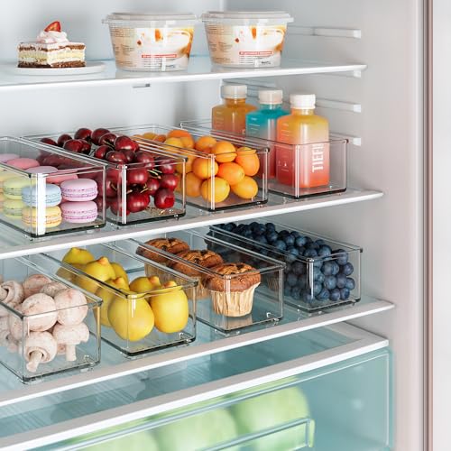 8 PACK Clear Stackable Storage Bins with Side Handles T905
