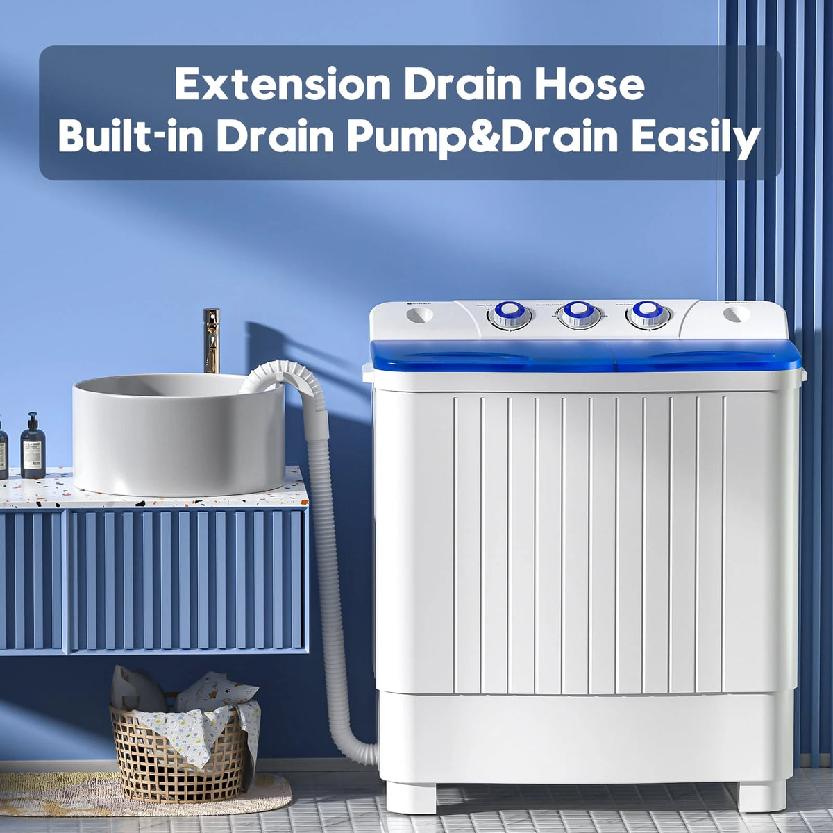 Portable 20lbs Twin Tub Semi-Automatic Washing Machine N57149