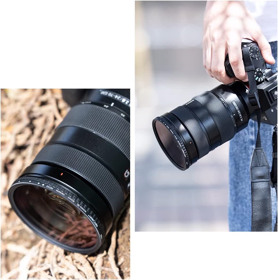 77mm Variable ND Filter ND2-ND32 Camera Lens Filter with Multi-Layer Coatings Pack of 2 R78551