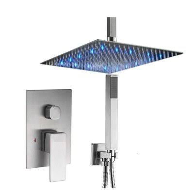 Brushed Nickel LED Digital Display Shower System with Rough-In Valve D284840