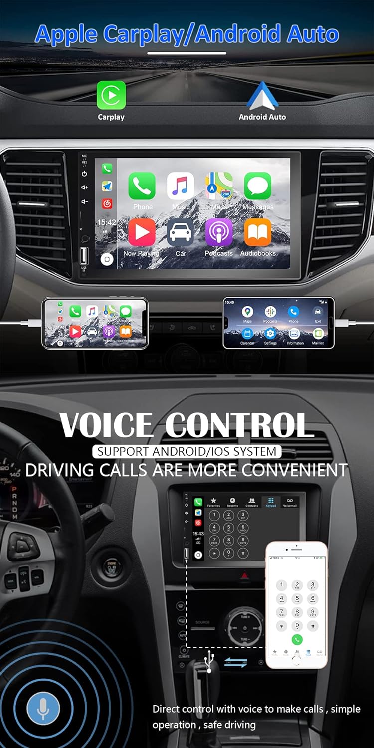 7 Inch Touchscreen Car Stereo with Backup Rear View Camera M165087