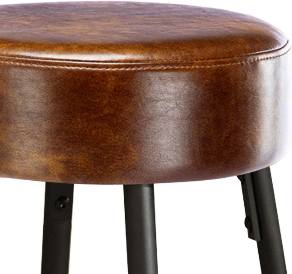 Brown Faux Leather Backless Counter Stools Set of 2 C794