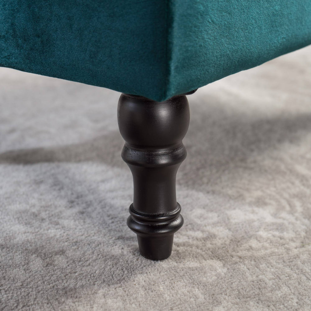 Teal Tufted Velvet Ottoman Bench V761632