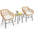 3 Pieces Outdoor Wicker Bistro Set with Cushions J530