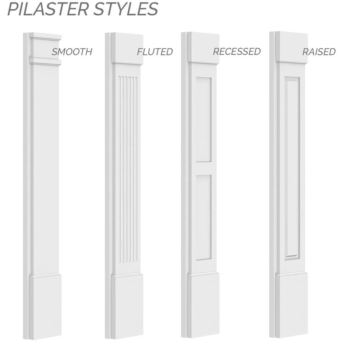 Flat Panel PVC Pilaster with Decorative Capital & Base (Pair) F6722
