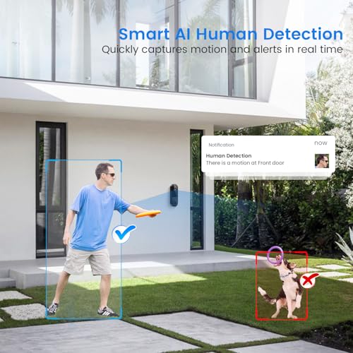 Black 1080P Wireless Video Doorbell Camera with Night Vision Y420
