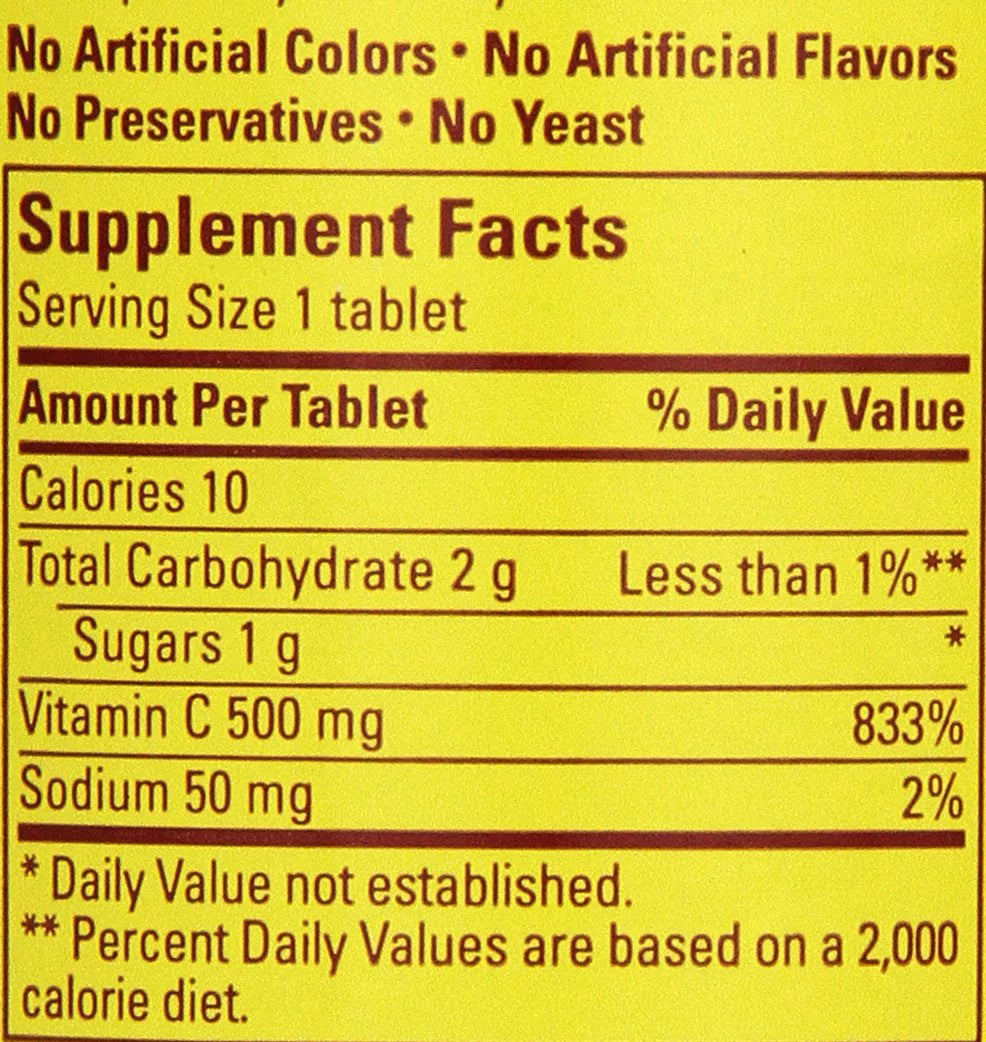 Vitamin C 500 mg Chewable Tablets Orange 60 ea Pack of 4 N854665