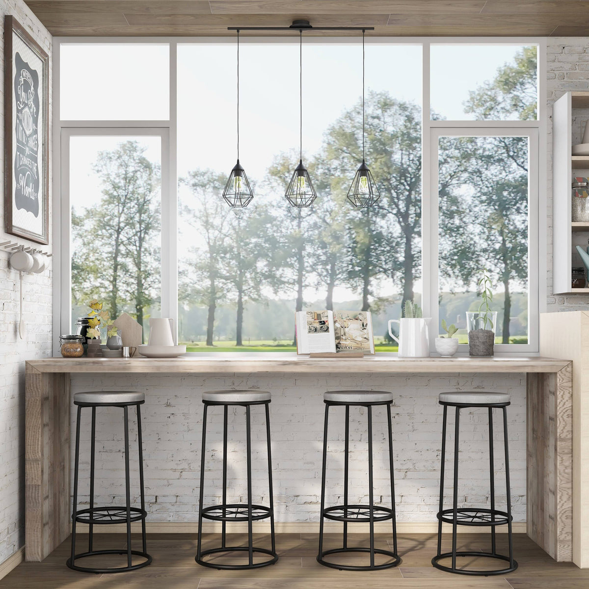 Rustic Metal Barstools Set of 2 Q320209