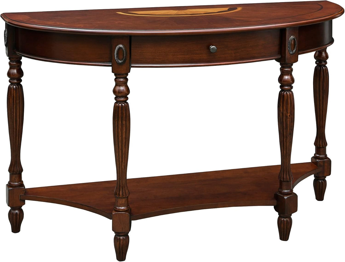 Solid Wood End Table with Tempered Glass and Storage Shelf W415139