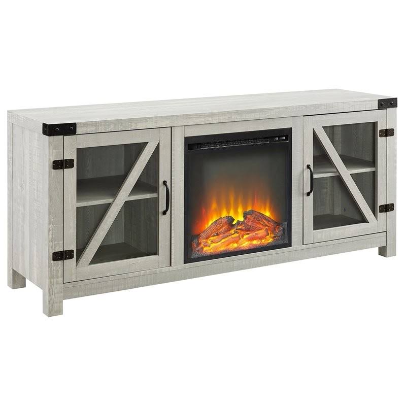 Glass Door Fireplace Console C650