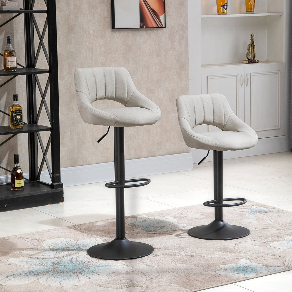 White Adjustable Height Swivel Bar Stool Set of 2 K462
