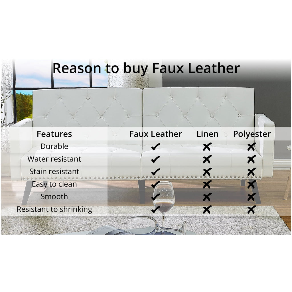 Gray Faux Leather Convertible Futon Sofa M71030
