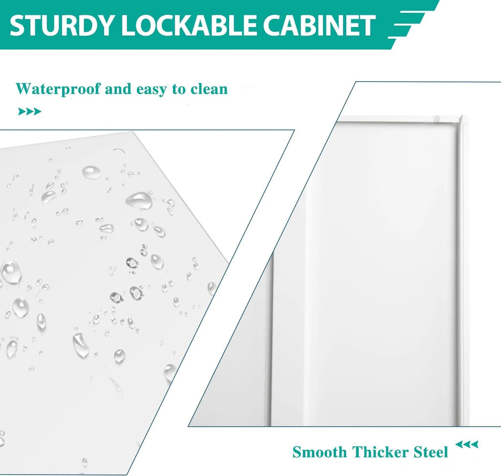 42 In White Metal Storage Cabinet with Locking Doors and 2 Adjustable Shelves X652669