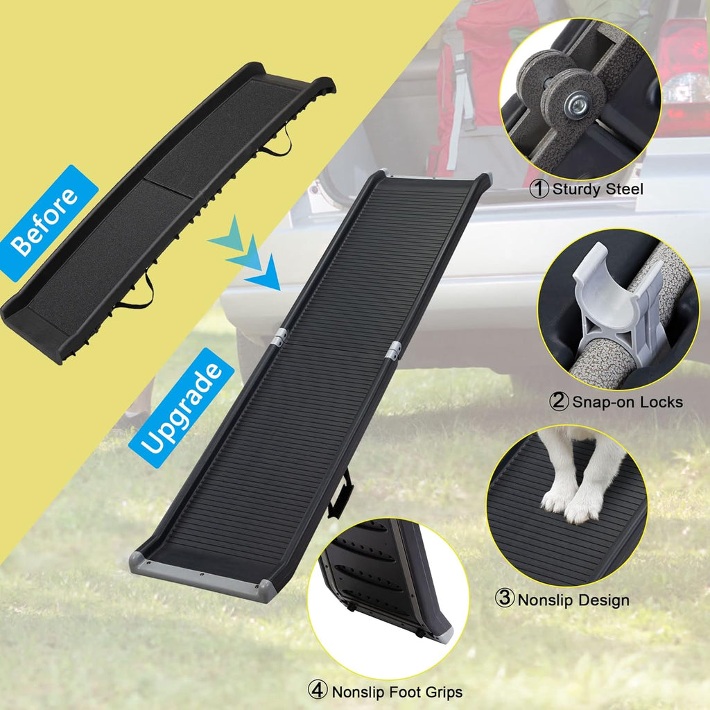 Folding Pet Ramp with Side Rails, 63 L x 14.75 W, Black U1887
