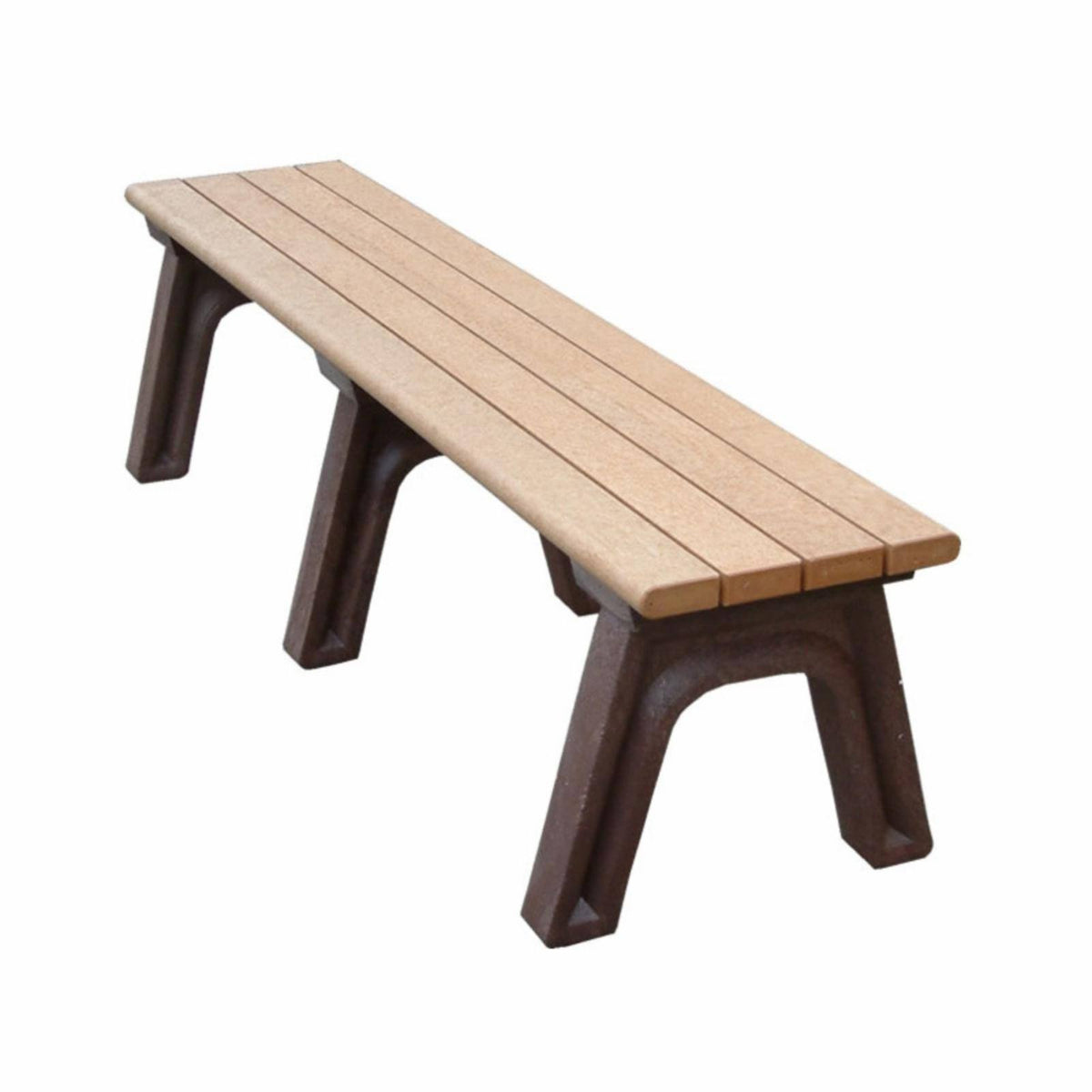 Brown Charcoal Recycled Plastic Flat Bench E61084