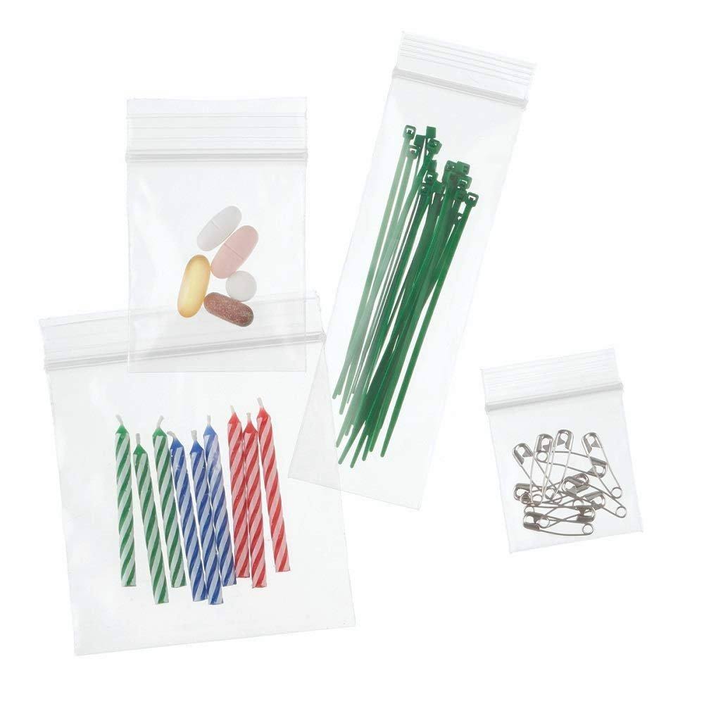 1000 Pack Clear Poly Zipper Bags 6x22 x 9x22 Resealable Plastic Bags 2 Mil Q56516