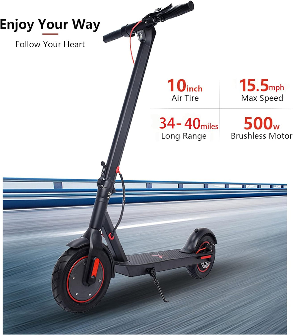 Electric Scooter with 500W Motor, 34-40 Miles Range, 15.5MPH, 10" Air Filled Tire R22814