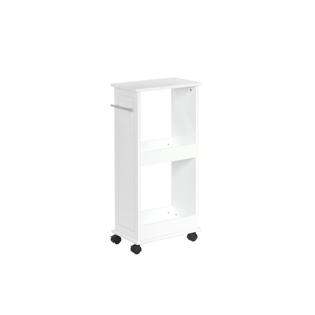 White Rolling Side Cabinet with Shelves W187360