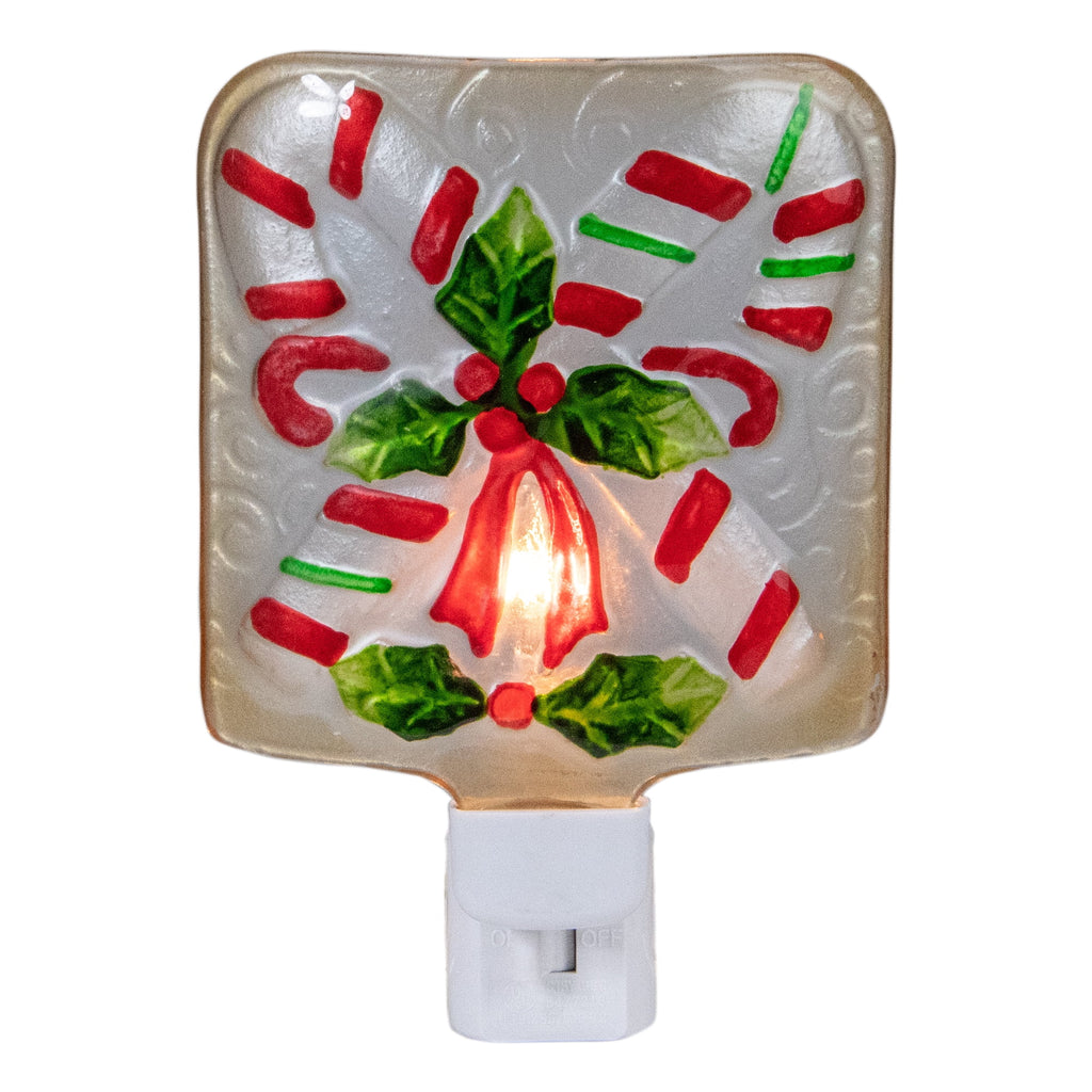 White and Red Glass Christmas Night Light J684466