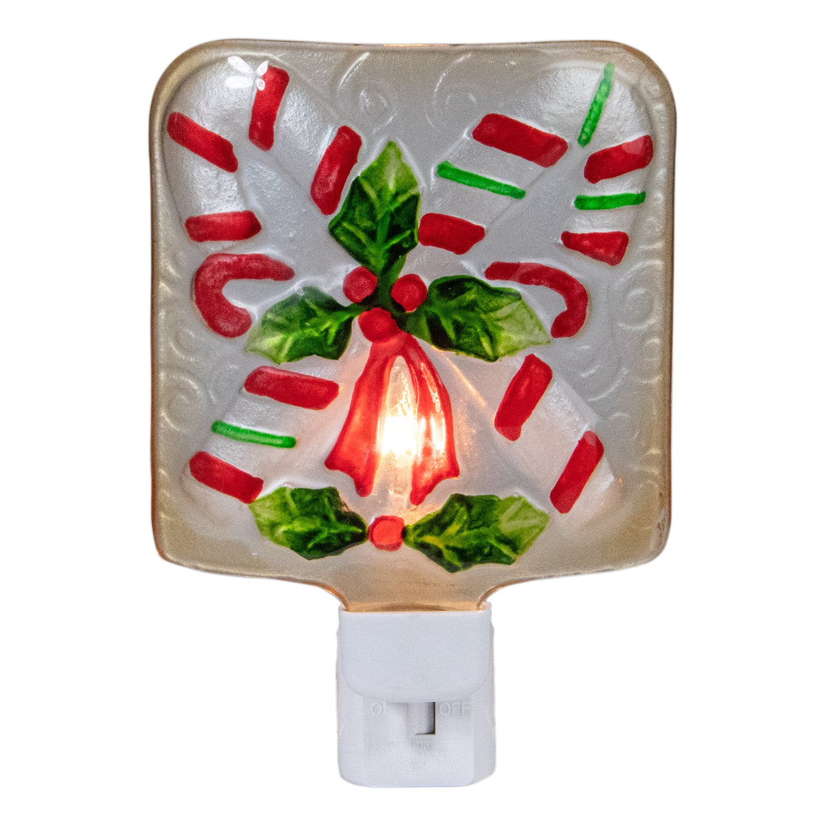 White and Red Glass Christmas Night Light J684466