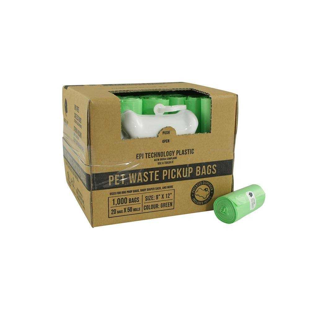 Dog Poop Waste Bags with Dispenser and Leash Tie I60477