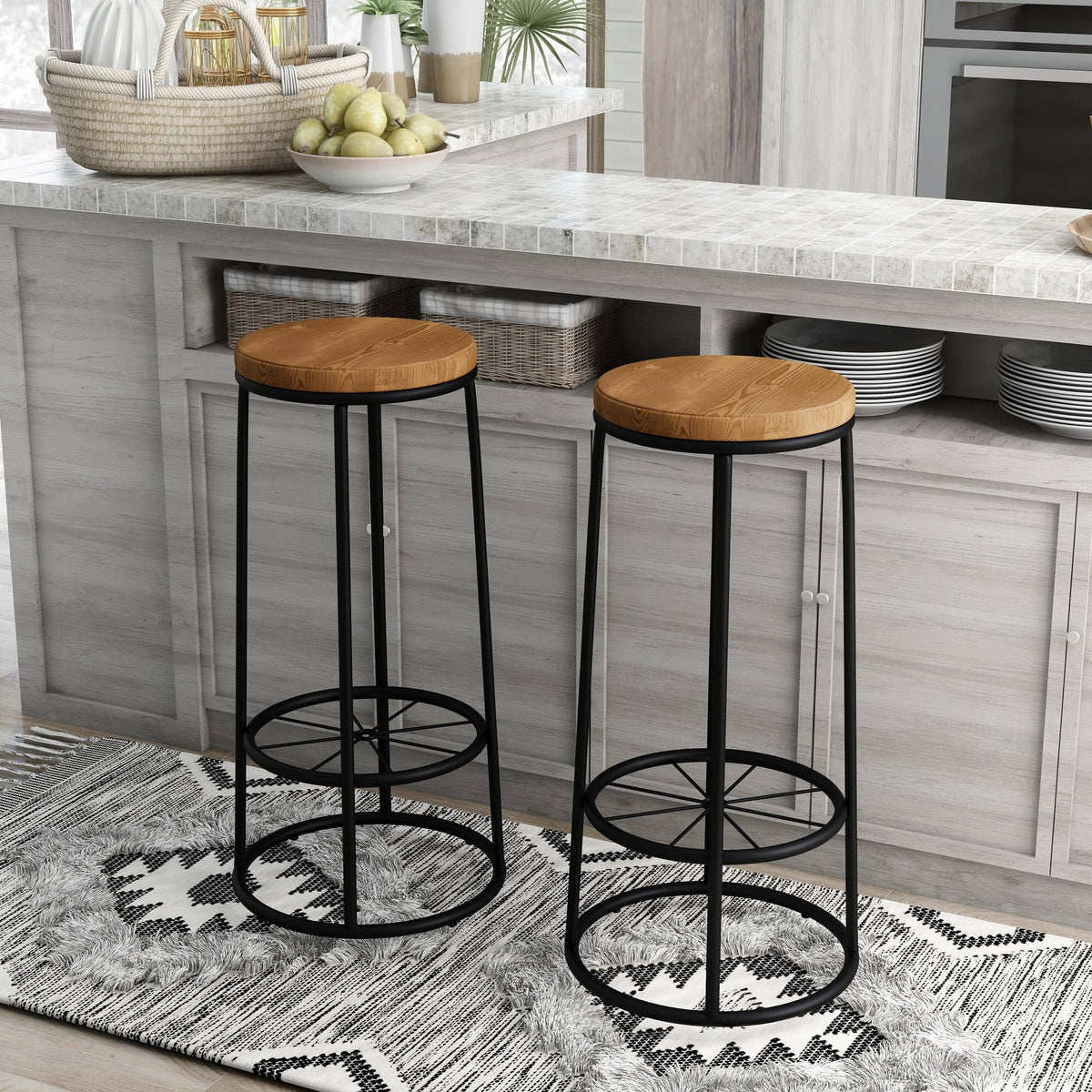 Rustic Metal Barstools Set of 2 Q320209