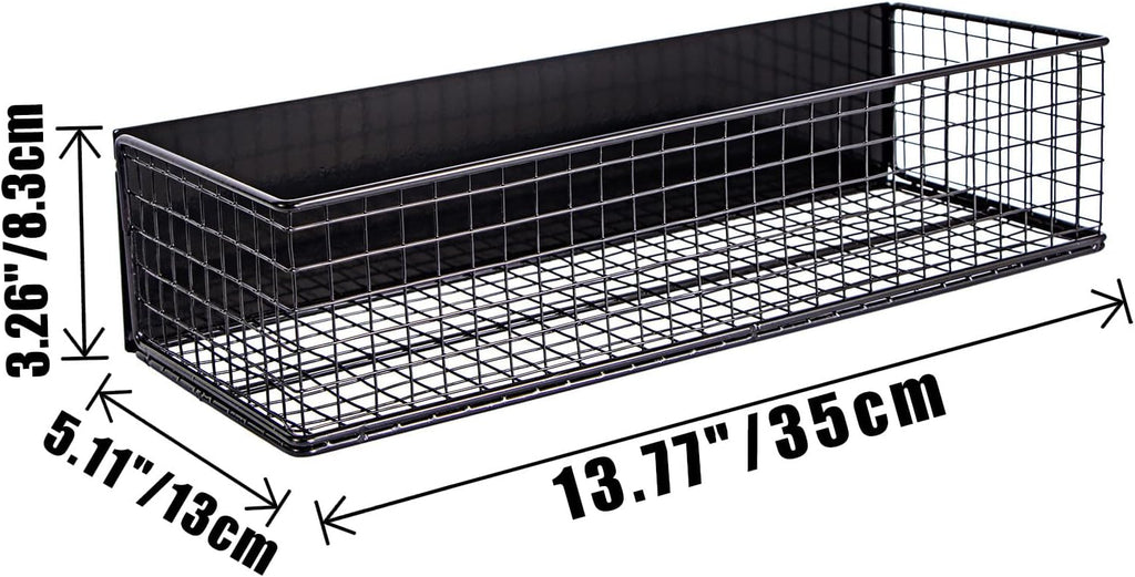 Black Magnetic Wire Mesh Shelf, 13.77" x 5.11" x 3.26" K763147