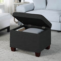Dark Charcoal Gray Fabric Storage Ottoman W7933