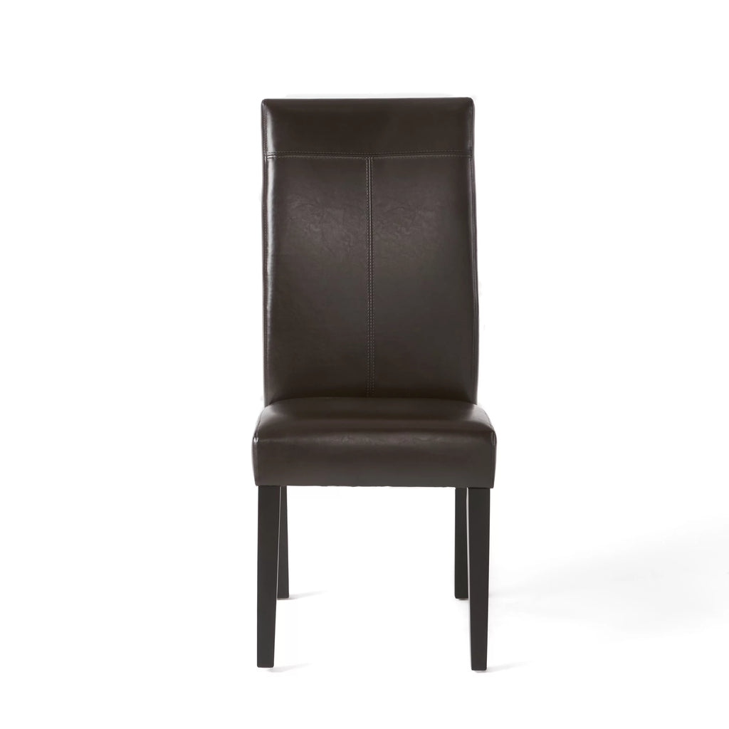 Brown Faux Leather Dining Chairs Set of 2 B998