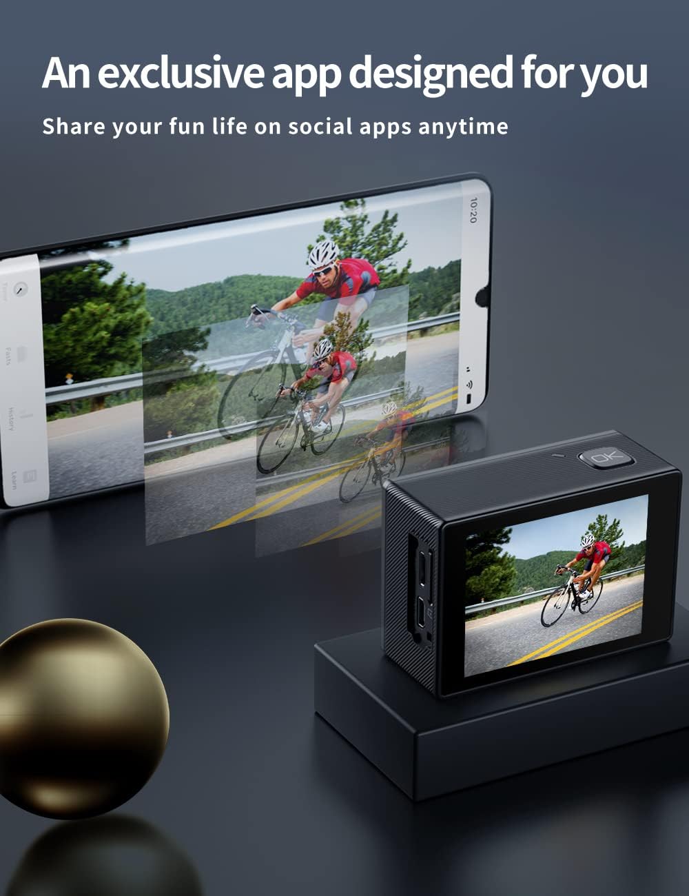 4K 60FPS 20MP Touch Screen 8X Zoom Waterproof Action Camera with Carrying Case I577