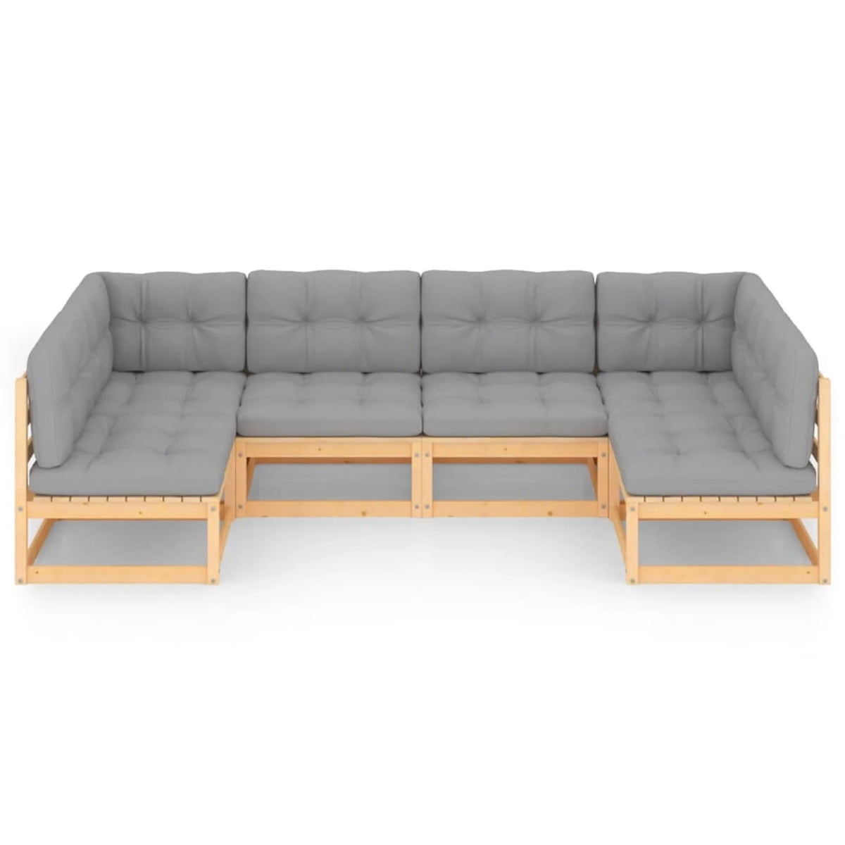 6 Piece Garden Conversation Set Gray Cushion Pinewood Sectional Outdoor Furniture I27858