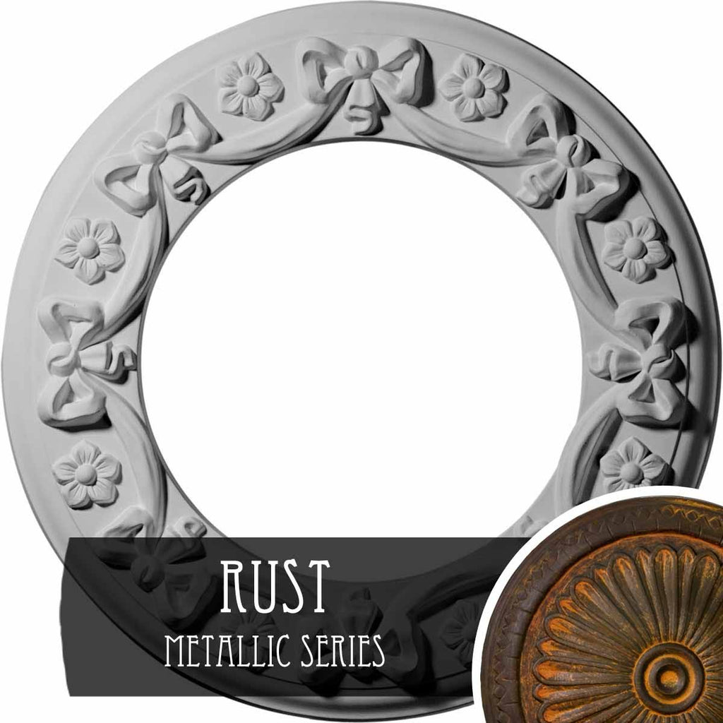 Ribbon with Bow Ceiling Medallion Hand-Painted Rust C5871