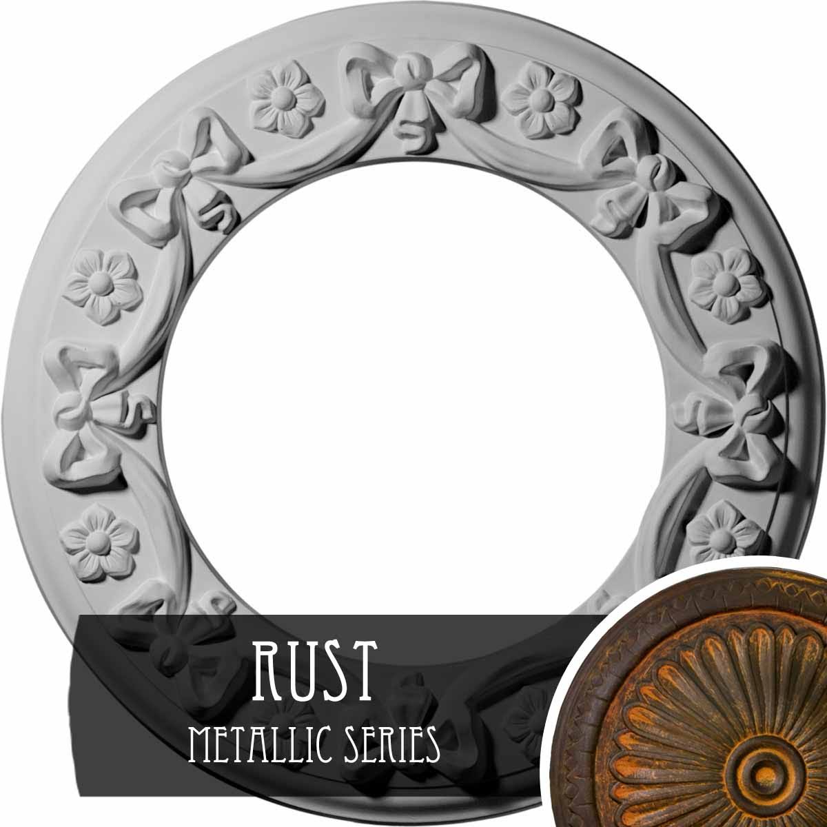 Ribbon with Bow Ceiling Medallion Hand-Painted Rust C5871