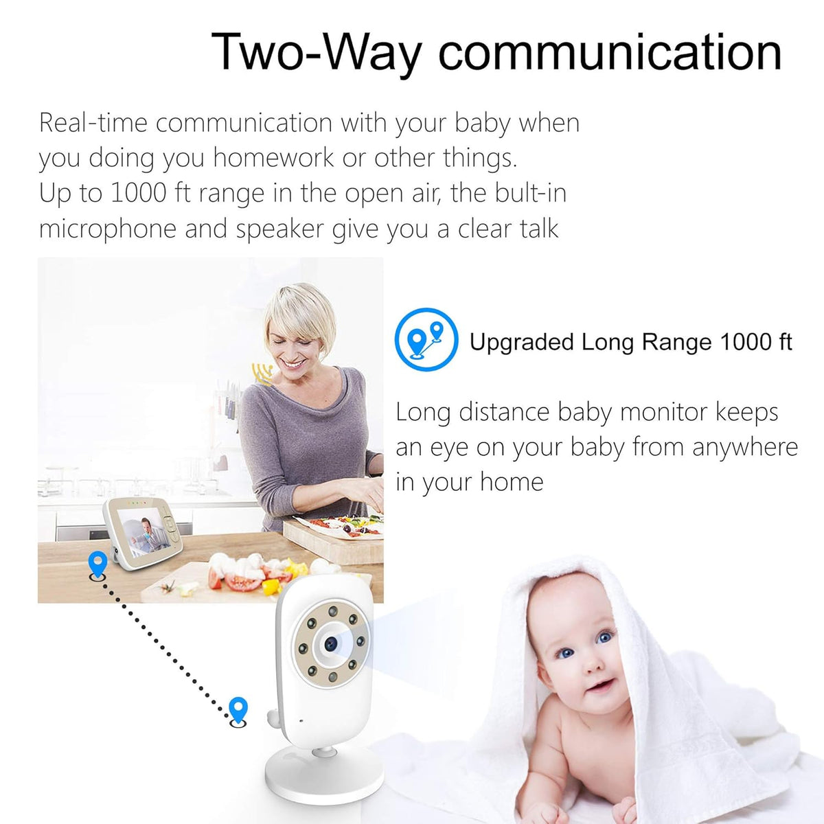 Baby Monitor with Camera and Video, 3.5 inch Y22872