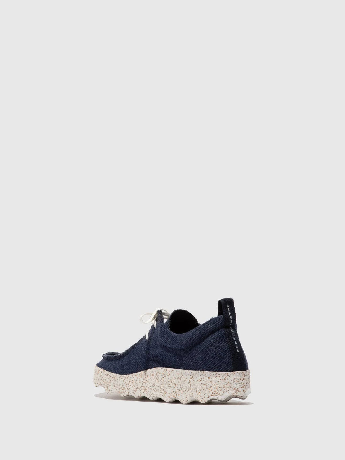 Navy Recycled Linen Lace-Up Trainers H7331