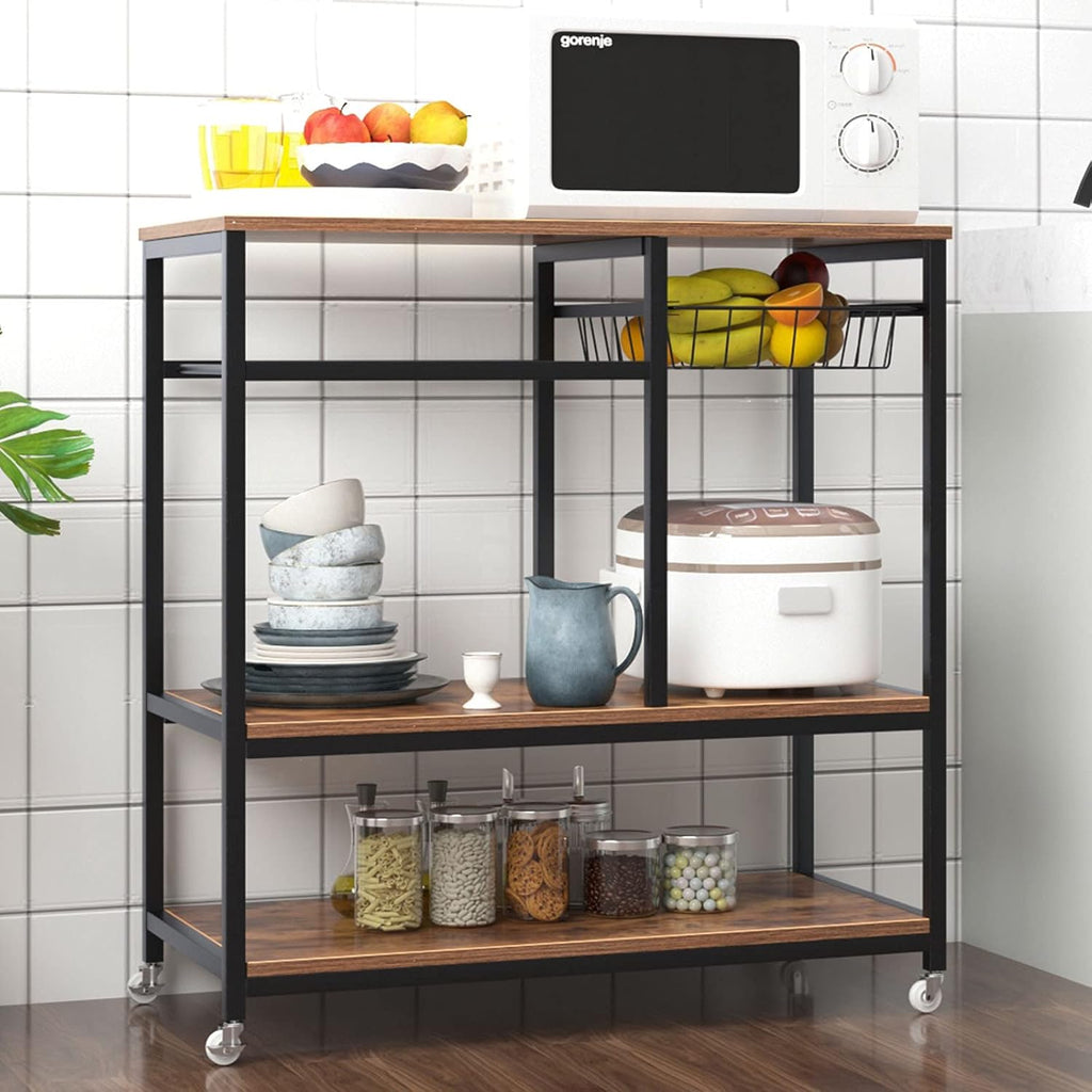 3-Tier Kitchen Baker's Rack with Drawer Black O284661