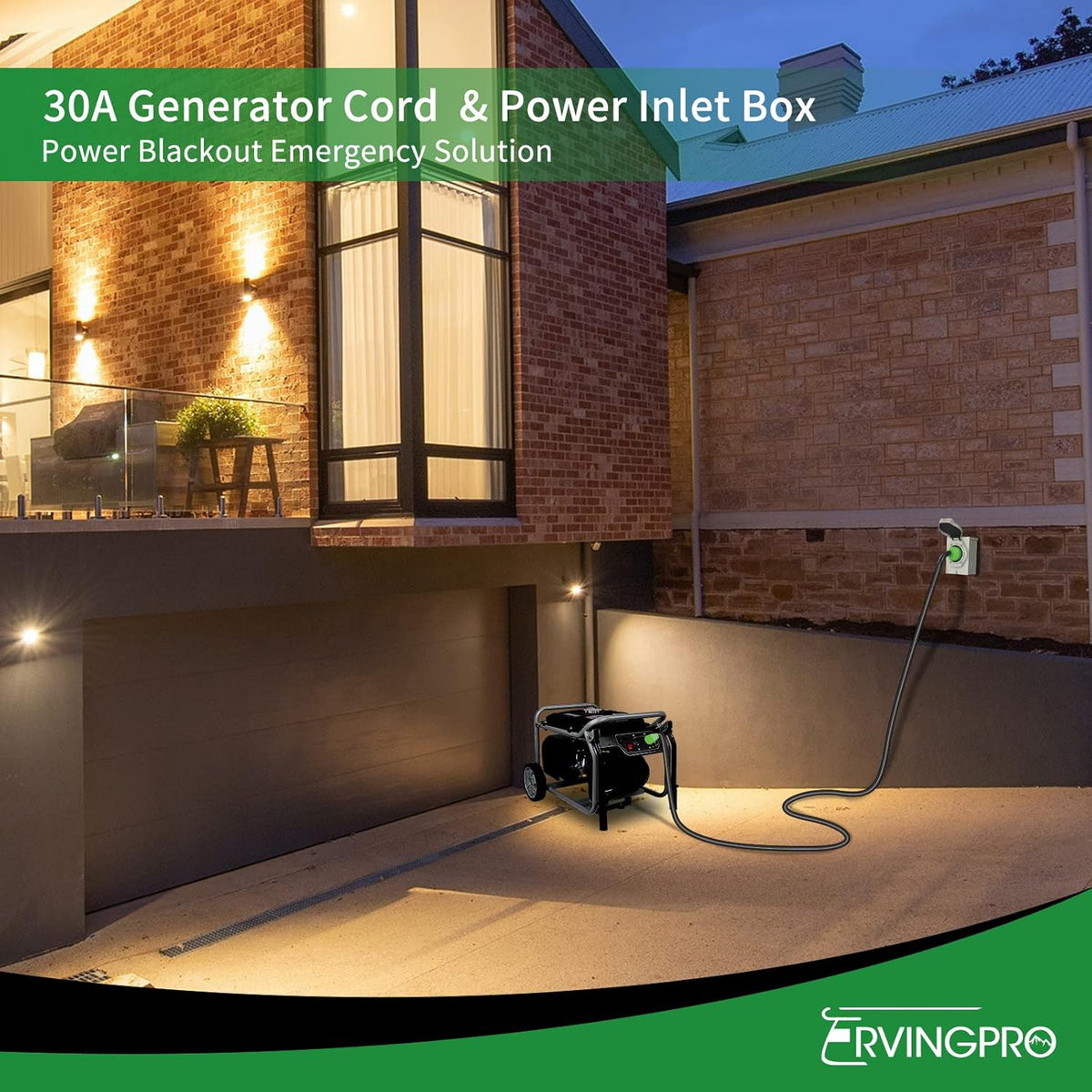 30 Amp Generator Cord 15FT with Power Inlet Box M397
