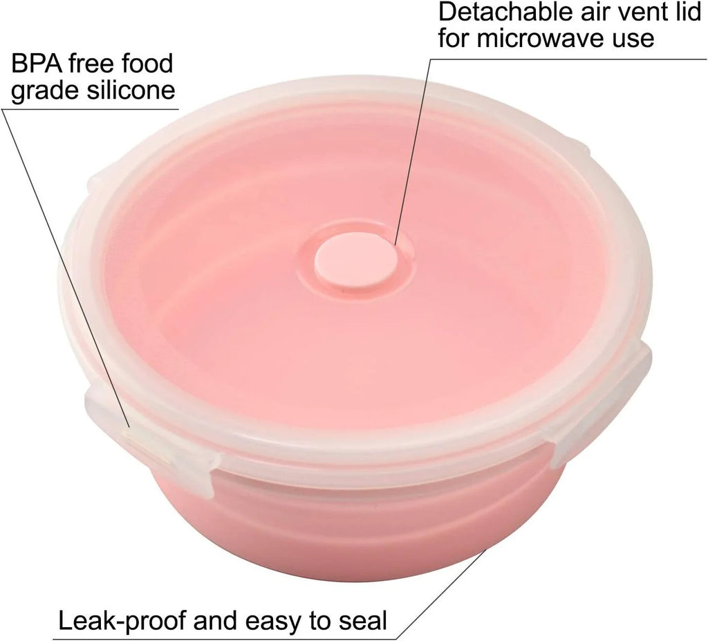 Pink Silicone Collapsible Food Storage Containers, Set of 4 L9135