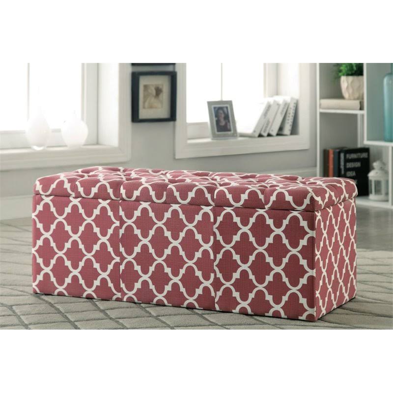 Red Fabric Storage Ottoman P851