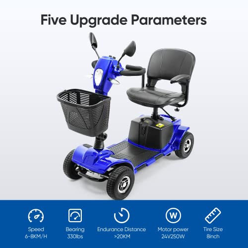 Blue 4 Wheel Power Mobility Scooter with Basket K393070