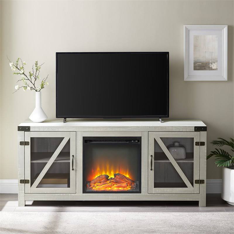 Glass Door Fireplace Console C650