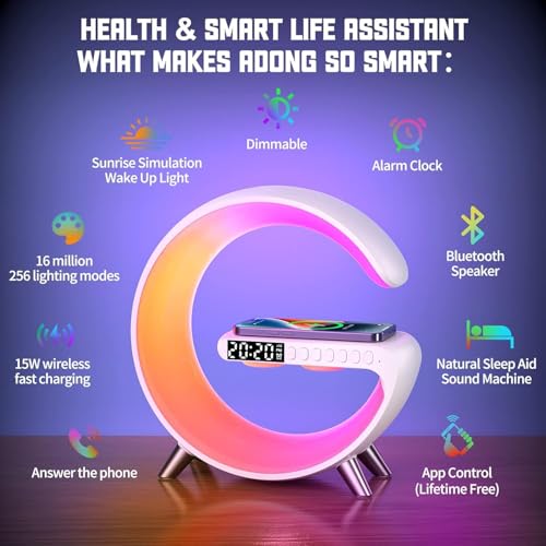 White Smart LED Table Lamp with Wireless Charger T952685