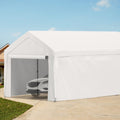 White 13 x 20ft Carport Canopy with 8 Legs and Sidewalls Z9523