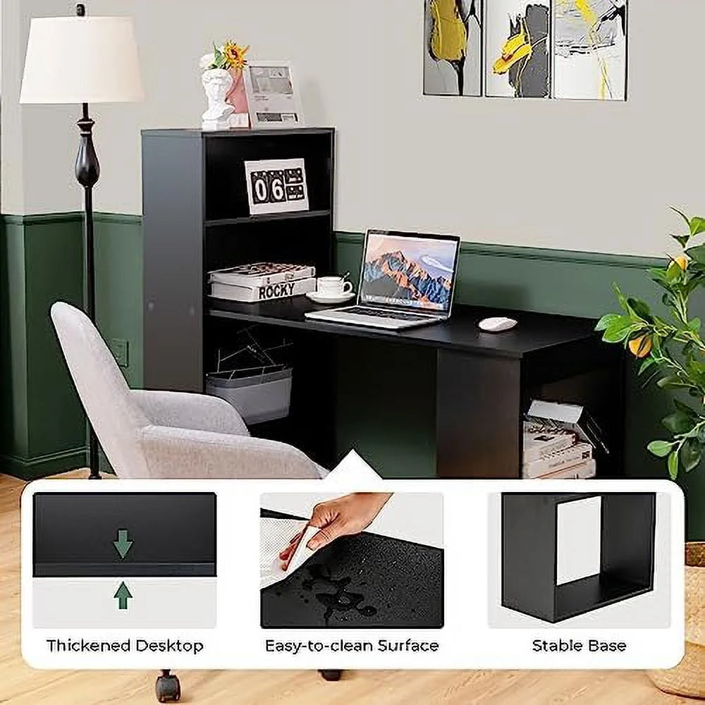 48 Inch Computer Desk with Bookshelf and CPU Stand Y71066