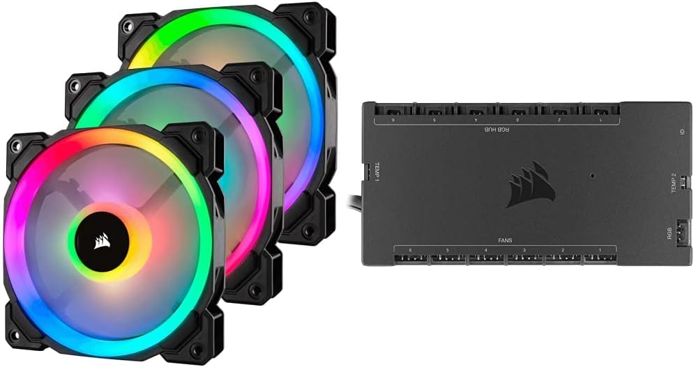 LL120 RGB 120mm PWM Fan 3 Fan Pack with Lighting Node Pro A848863
