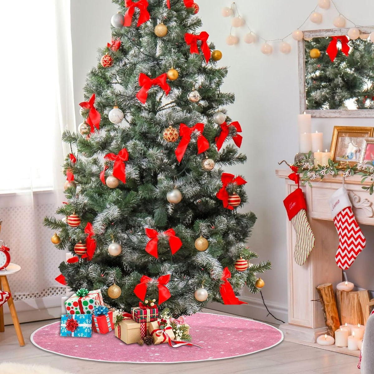 Glitter Blush Pink 47.2" Suede Christmas Tree Skirt M51601