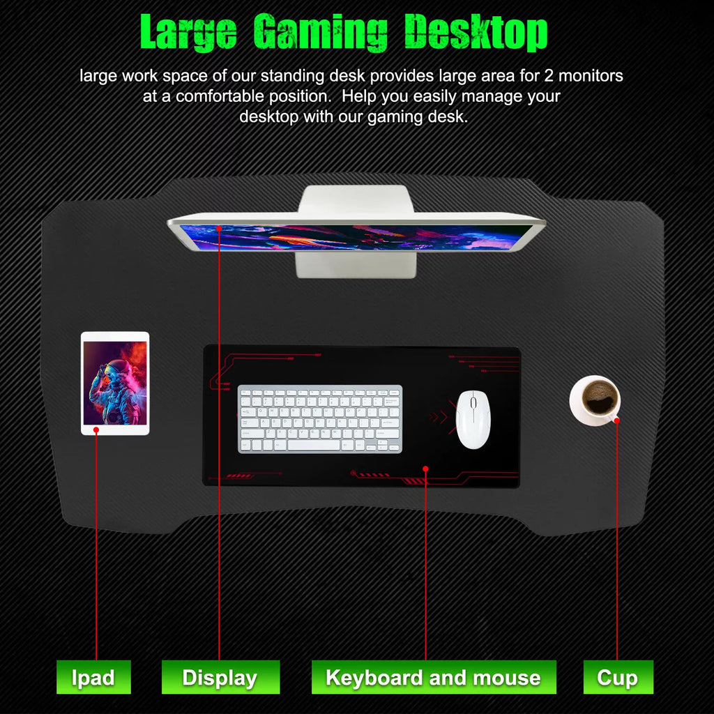 Gaming Desk Z Shaped 39in Ergonomic Gaming Table with Headphone Hook L529