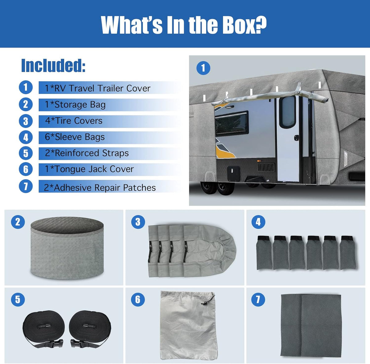 6 Layers Windproof Anti-Scratch UV Resistant RV Cover T803