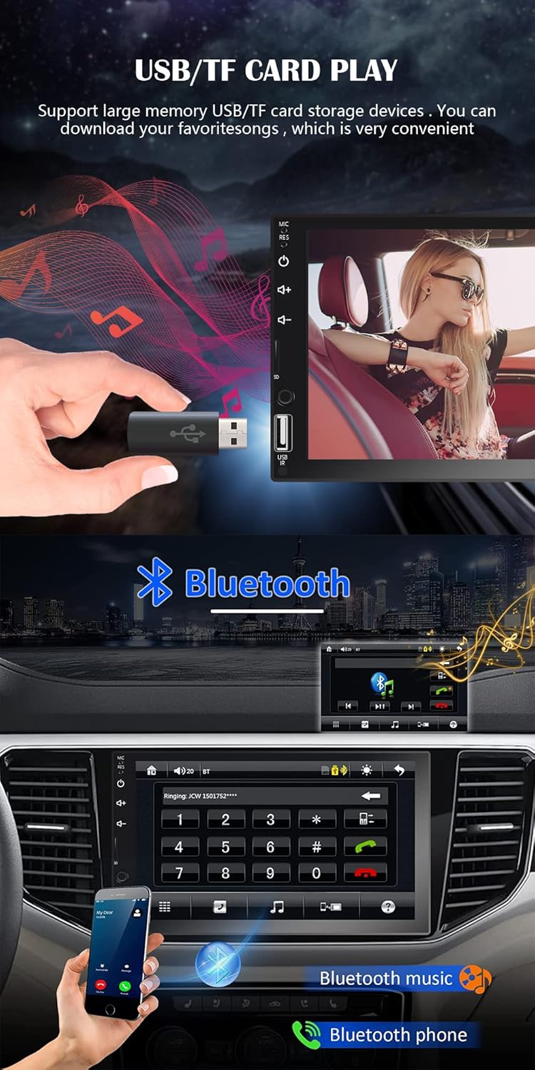 7 Inch Touchscreen Car Stereo with Backup Rear View Camera M165087