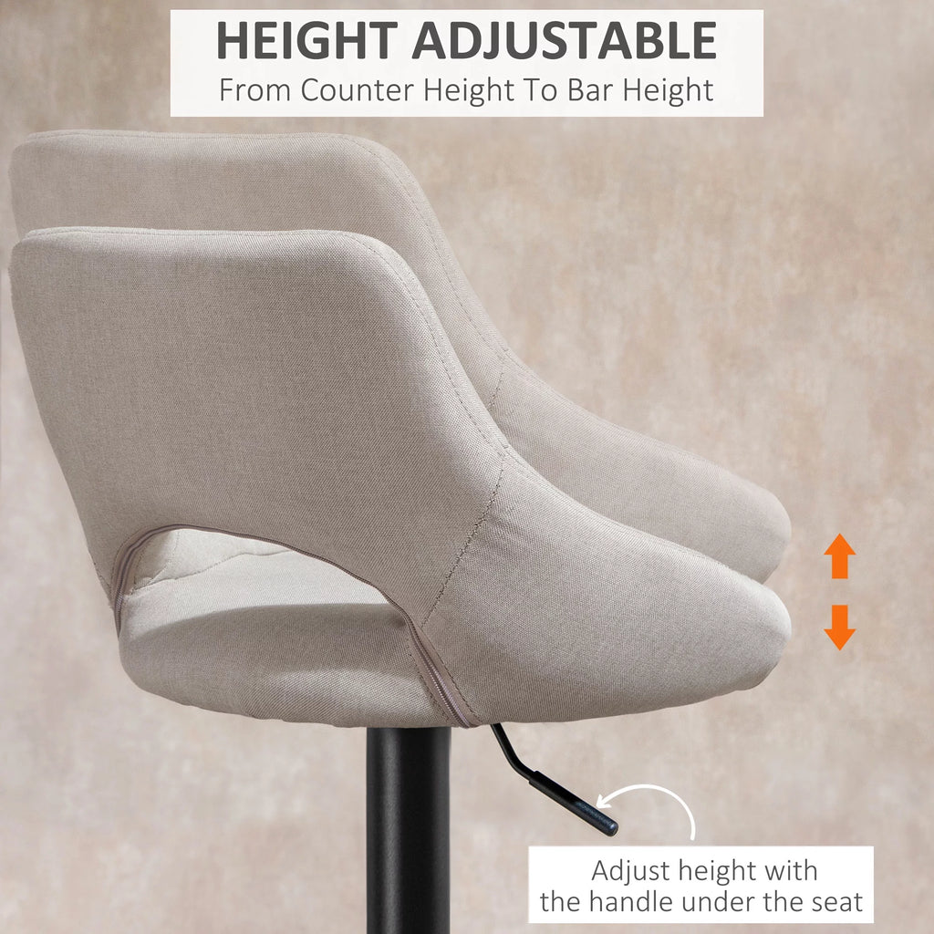 White Adjustable Height Swivel Bar Stool Set of 2 K462